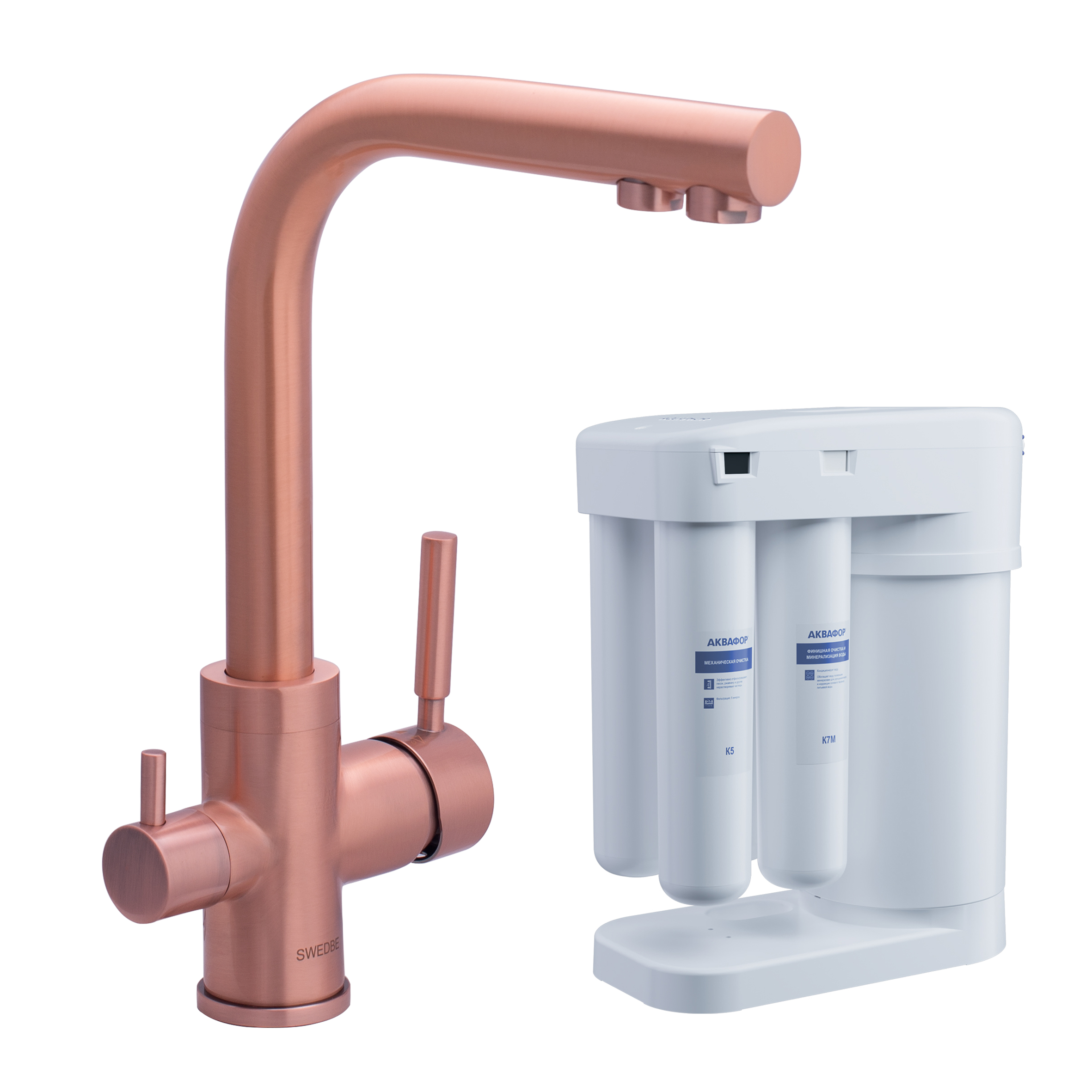 Cмеситель для кухни Сведби Селена Плюс/Swedbe Selene Plus в комплекте с фильтром Аквафор Морион K8148M