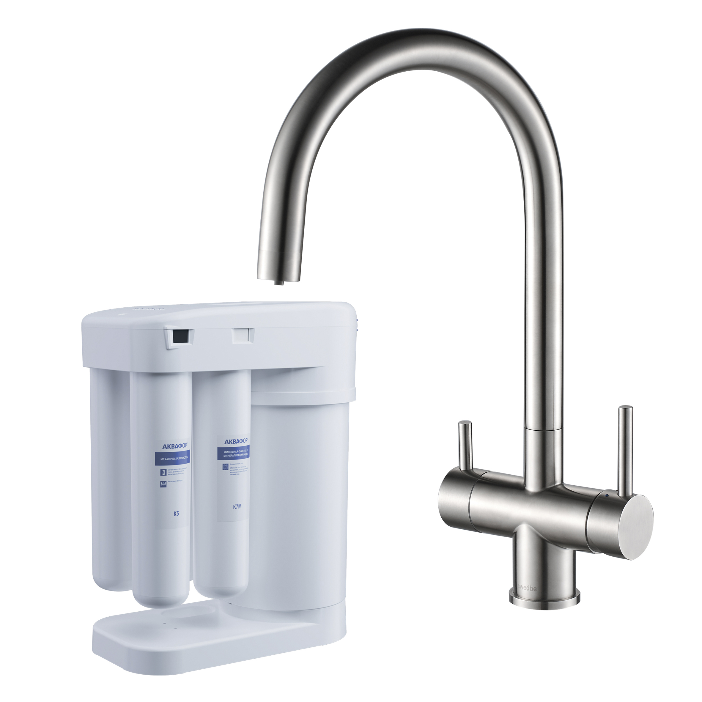Cмеситель для кухни Сведби Селена Плюс/Swedbe Selene Plus в комплекте с фильтром Аквафор Морион K8042M