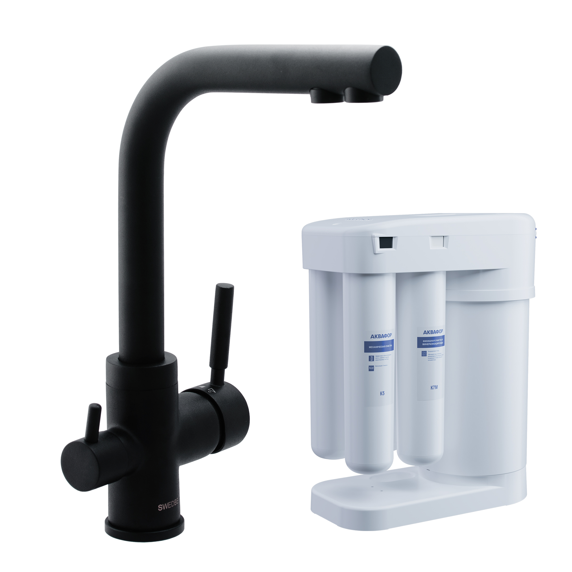 Cмеситель для кухни Сведби Селена Плюс/Swedbe Selene Plus в комплекте с фильтром Аквафор Морион K8149M