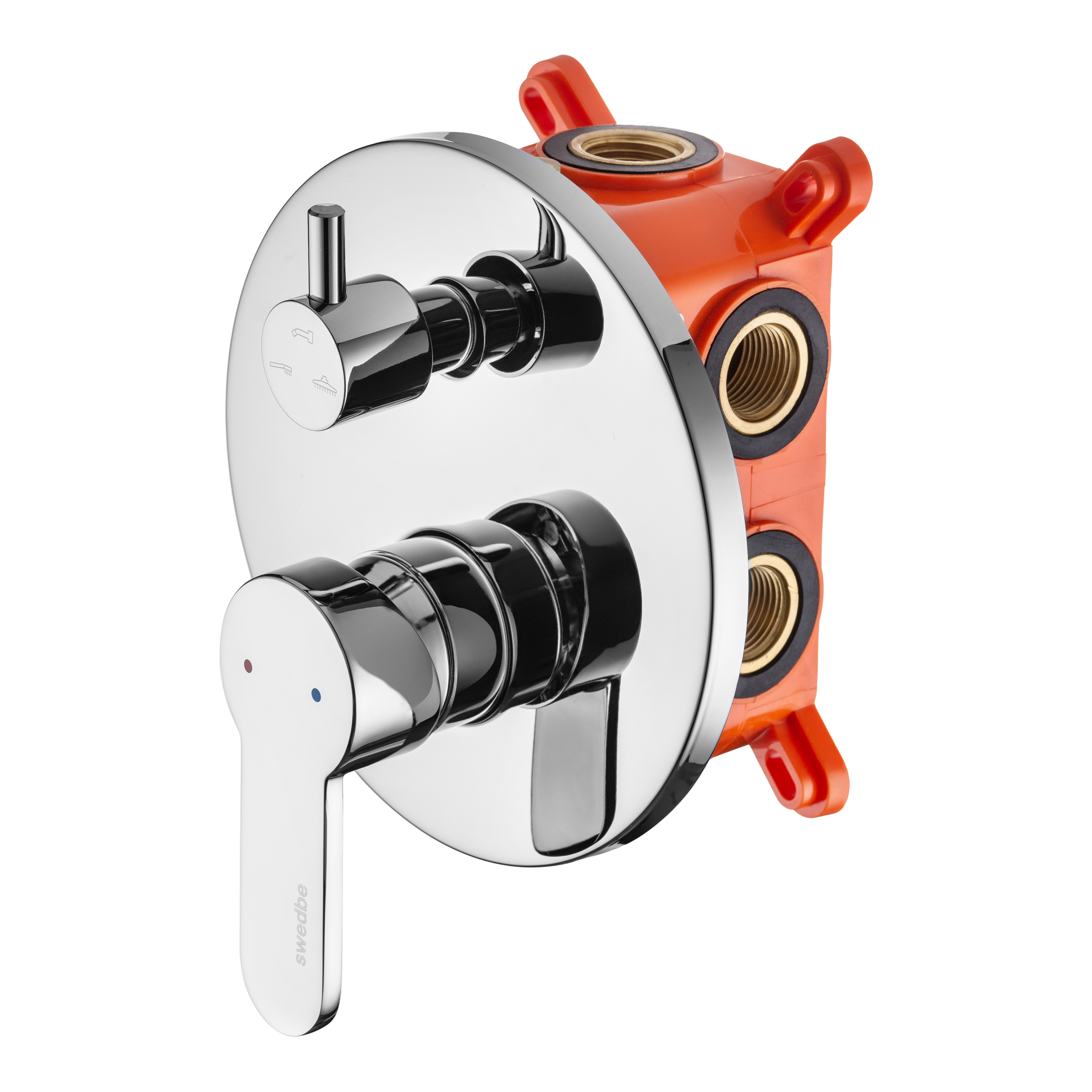 Смеситель встраиваемый подключение на 3 выхода в монтажном боксе Сведби Платта/Swedbe Platta 5521