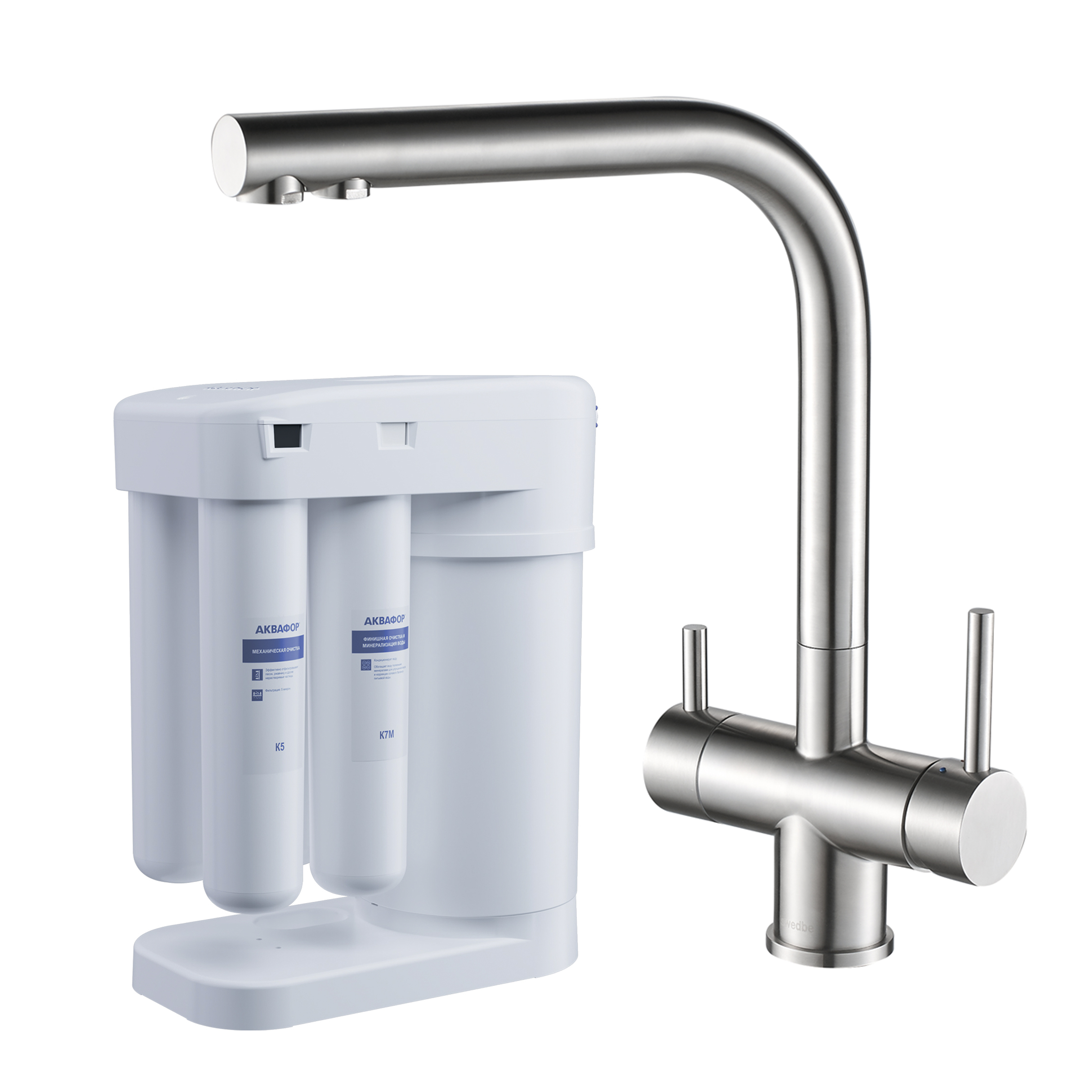Смеситель для кухни Сведби Селена Плюс/Swedbe Selene Plus в комплекте с фильтром Аквафор Морион K8144M